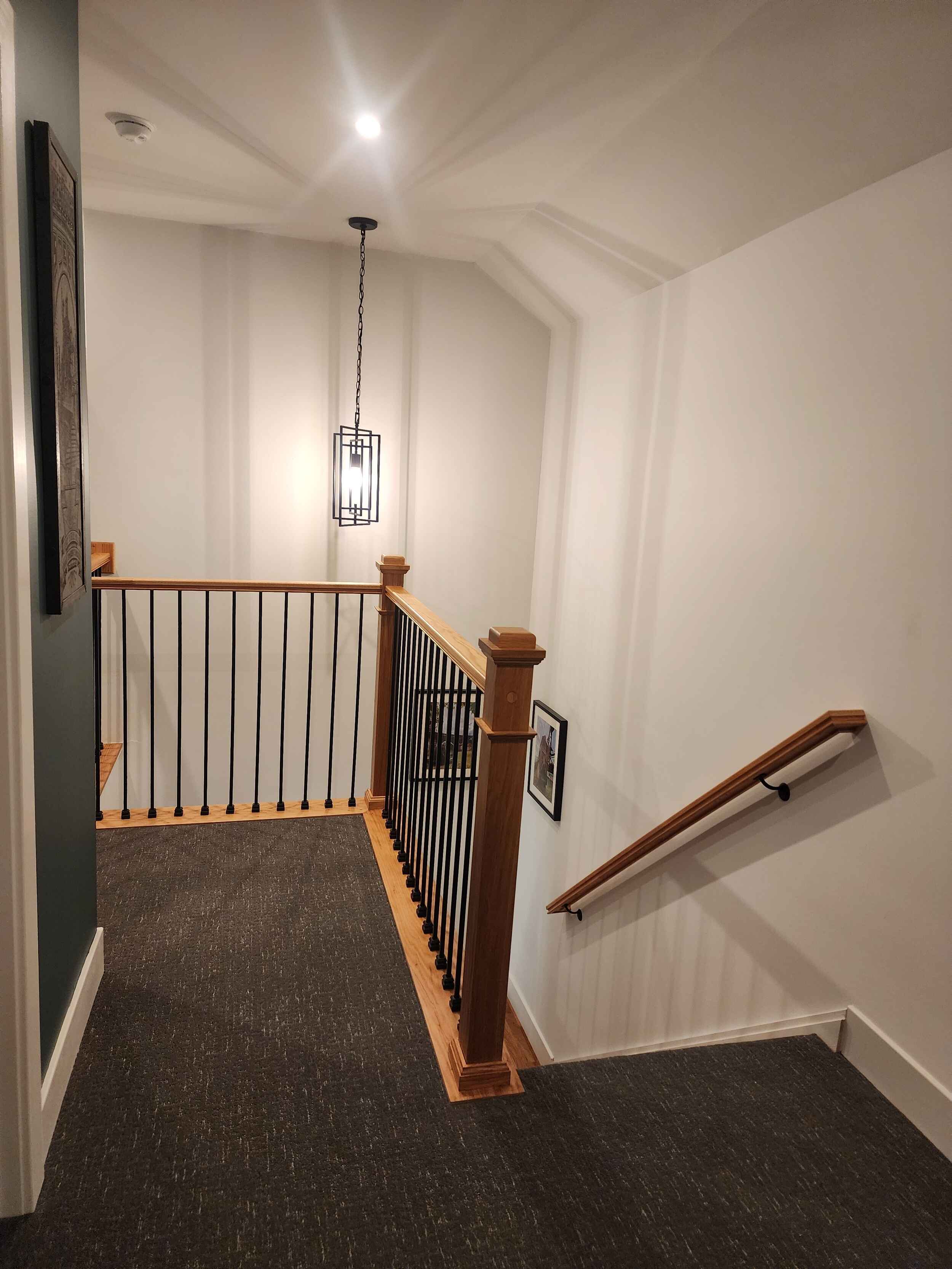 Railing, Stairs, and Chandelier