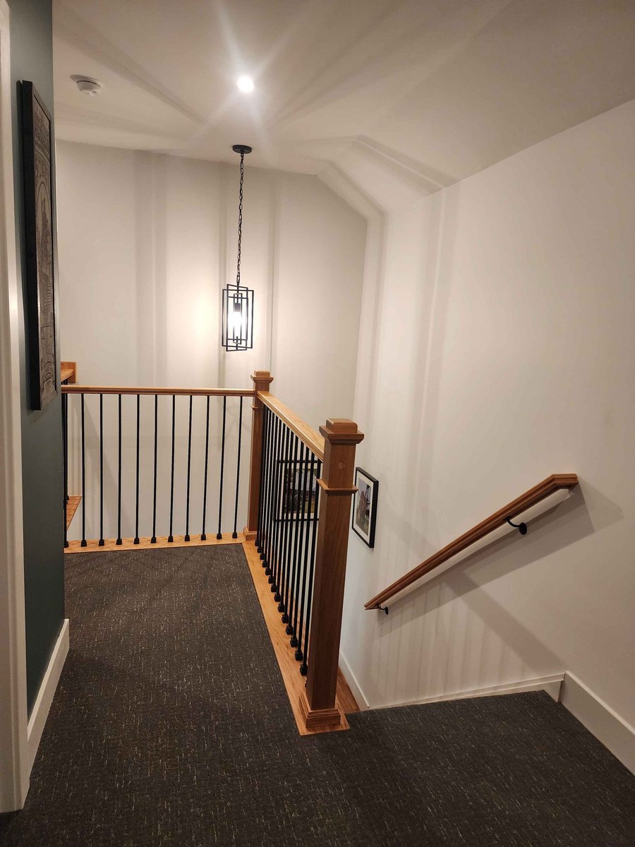 Railing, Stairs, and Chandelier